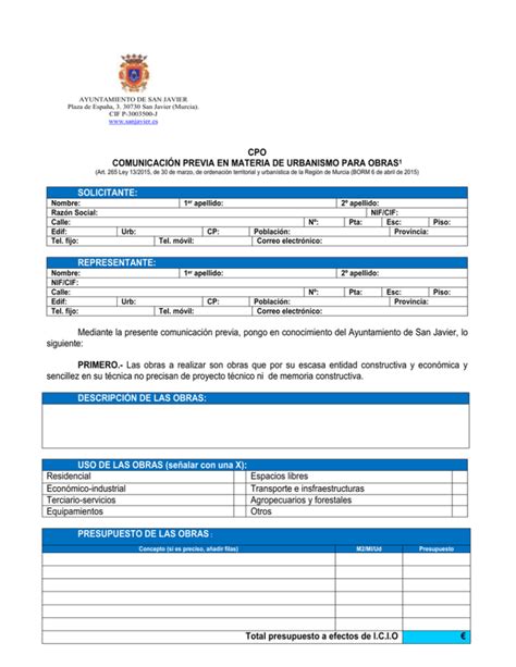 Comunicaci N Previa Para Obras