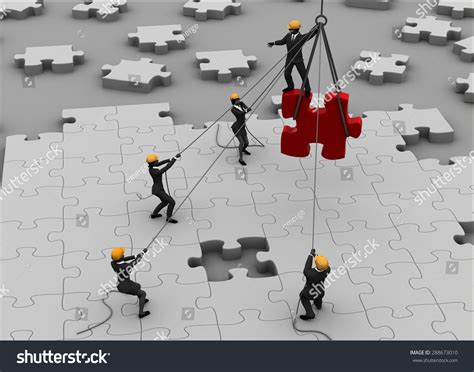 Team Building Great Jigsaw Puzzle Team Stock Illustration