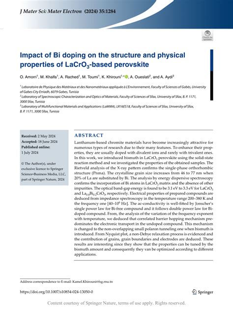 Impact Of Bi Doping On The Structure And Physical Properties Of Lacro