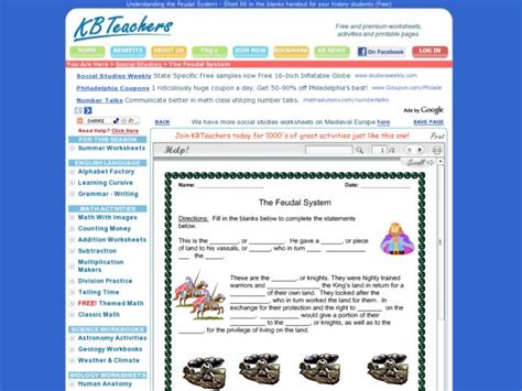 Feudal System Worksheet