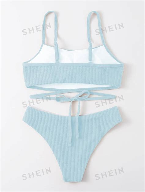 Shein Swim Conjunto De Bikini Texturizado De Playa De Verano Con Parte