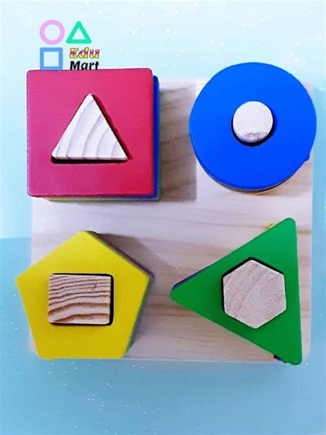 Wooden Geometric Pole Educational Shape Blocks Sorting 木几何杆教育形状块排序