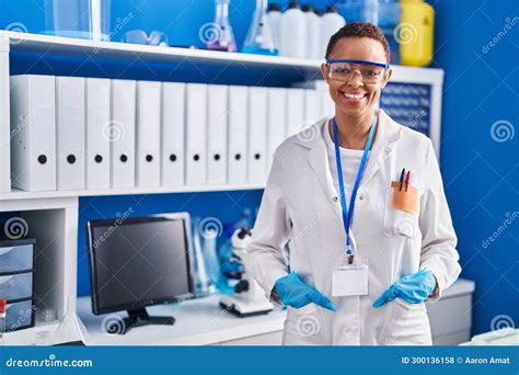 African American Woman Scientist Smiling Confident Standing At