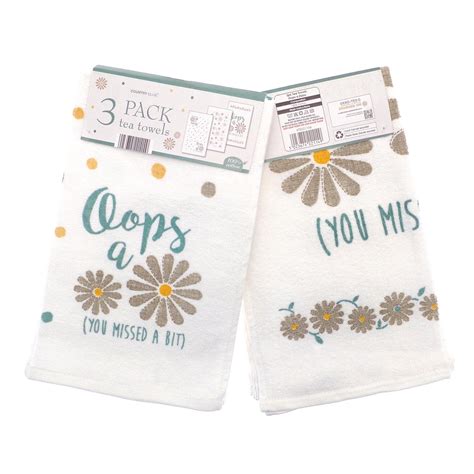 Pack Of Oops A Daisy Tea Towels White Wilko