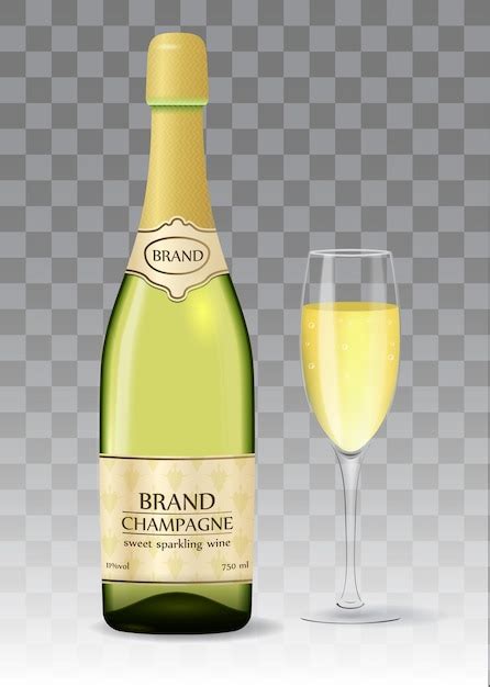 Premium Vector Champagne Brand Vector Bottle And Glass Design