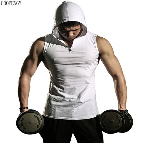 Men Tank Tops Bodybuilding Sleeveless Hoodie Gyms Fitness Cotton