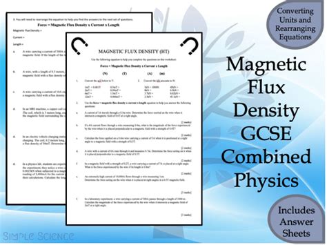 Magnetic Flux Density Calculations Worksheet With Answers HT GCSE