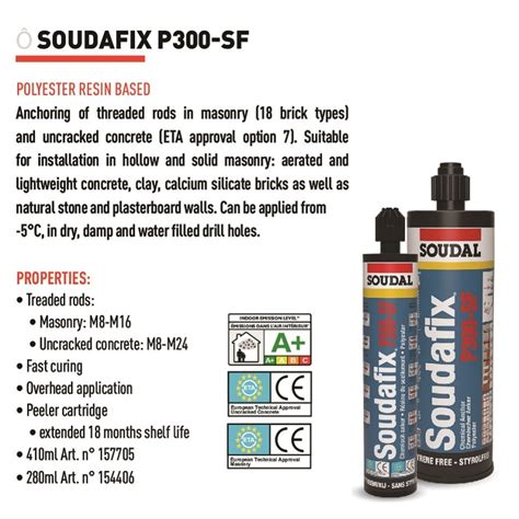 Soudal Soudafix P300 SF Chemical Anchor Set Resin 410ml 157705 Box