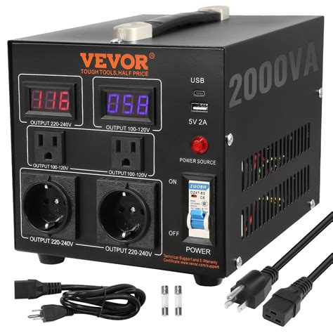 Vevor 2000w Voltage Converter Transformer Step Updown 220v 110v 110v