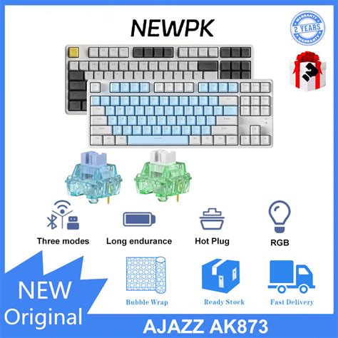 AJAZZ AK873 Wireless Mechanical Keyboard Three Mode Hot Plug Shopee Philippines