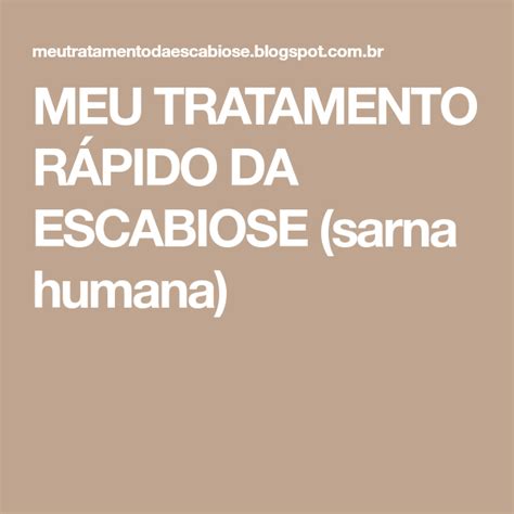 Meu Tratamento RÁpido Da Escabiose Sarna Humana Sarna Humana Sarna