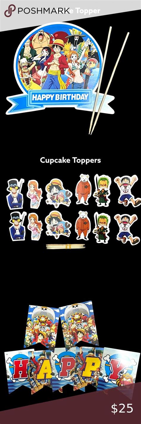 One Piece Anime Birthday Party Supplies Kit With Cake And Cupcake Toppers And More Party Supply