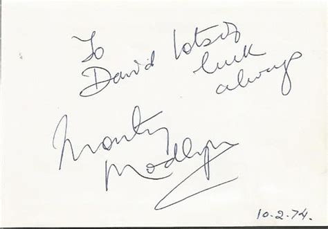 Monty Modlyn dedicated to David signed autograph page. Good