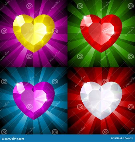 Sparkling Background With Jewel Heart Stock Vector Illustration Of