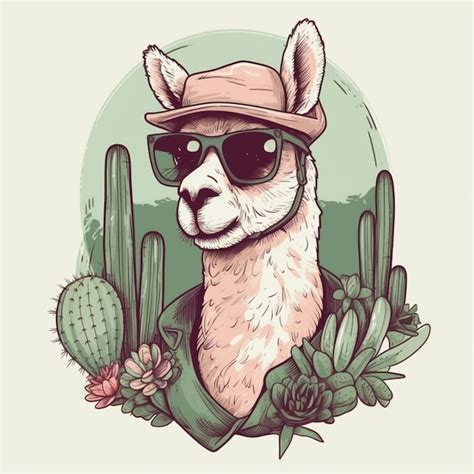 Premium AI Image A Close Up Of A Llama Wearing Sunglasses And A Hat