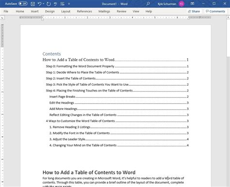 How To Create A Table Of Contents In Word Using Tabs At Juliet Koehn Blog