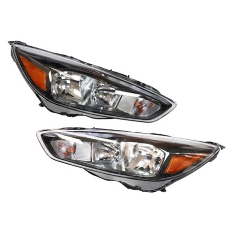 Pair Headlights For Ford Focus Black Halogen Headlamps Led