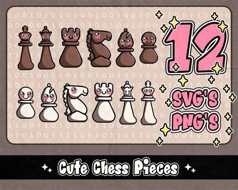 Cute Chess Pieces Bundle Svgcute Chess Set Svgeducational Chess Svgsvg