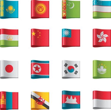 Flags Of Asia Set Royalty Free Vector Image Vectorstock