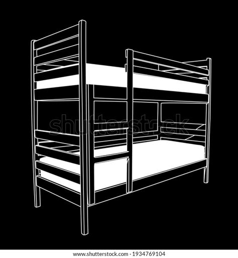 Bunk Bed White On Black Background Stock Vector Royalty Free