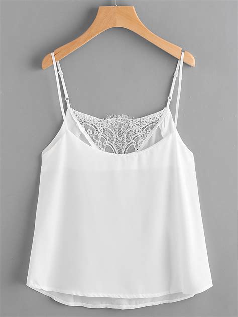 Rose Patch Lace Insert Cami Top Sheinsheinside