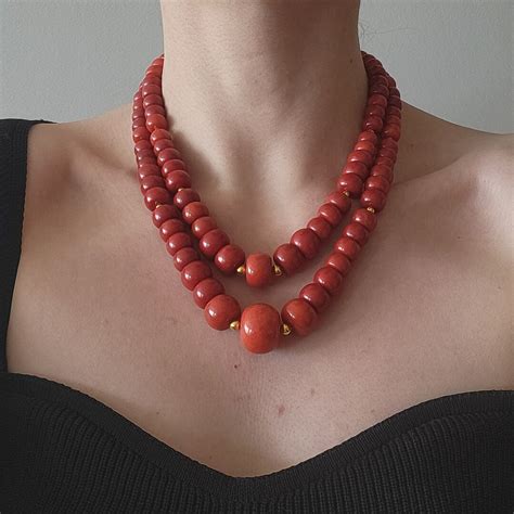 Orange Coral Jewellery Big Coral Beads Ukrainian Necklace Vintage