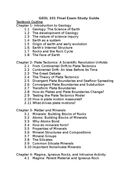 Geology Final Exam Study Guide Geol Final Exam Study Guide