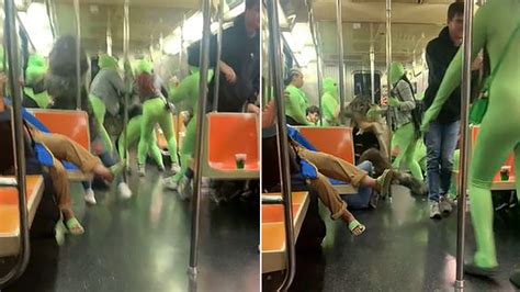 Nyc Subway Attack Gang Of Women In Neon Green Bodysuits Attack And Rob