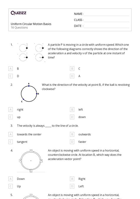 50 Centripetal Acceleration Worksheets For 9th Grade On Quizizz Free