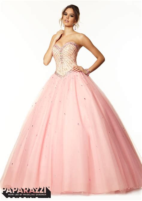 French Novelty Mori Lee Paparazzi 97017 Satin And Tulle Ball Gown