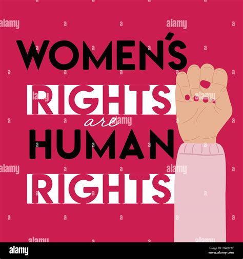 Women S Rights Are Human Rights Poster With Raised Fist Woman