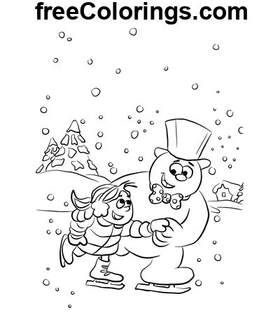 Frosty et Karen font du patin à glace sur le lac Coloriages et livres