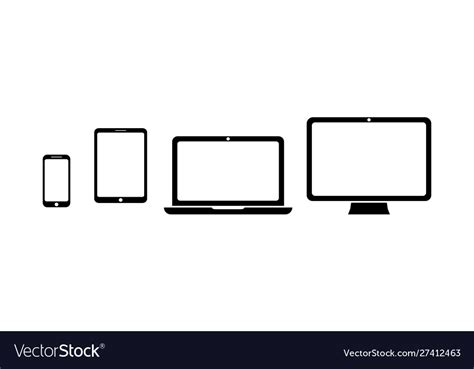 Smartphone Tablet Laptop And Computer Icon Set Vector Image