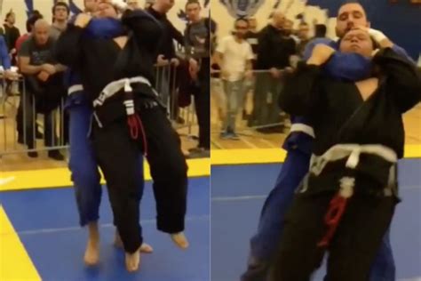 White Belt Standing Rear Naked Choke In BJJ Tournament