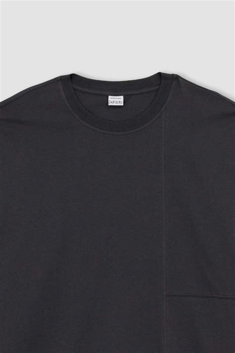 Anthracite MAN Oversize Fit Crew Neck T Shirt 2788621 DeFacto