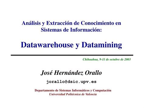 Ppt An Lisis Y Extracci N De Conocimiento En Sistemas De Informaci N