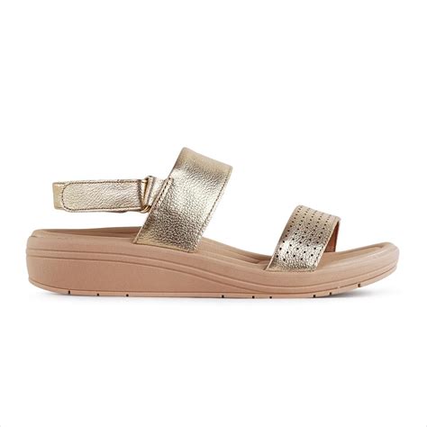 Sandália Usaflex Anabela Feminina Dourado Nude