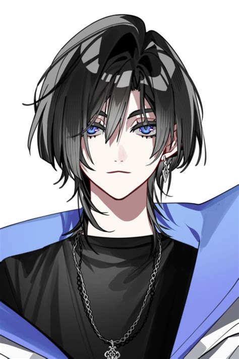 An Anime Character With Black Hair And Blue Eyes