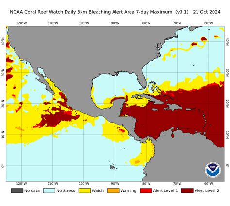 Noaa Coral Reef Watch Daily 5km Satellite Coral Bleaching Heat Stress Alert Area Product