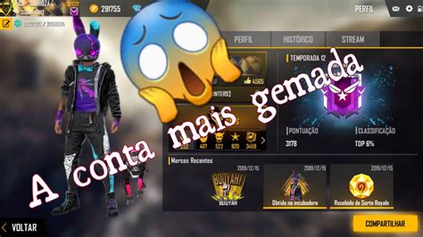 A Conta Mais Gemada Do Free Fire Youtube