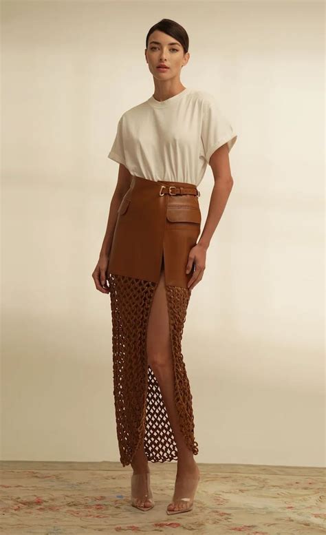 High Waisted Skirt Leather Kallan Brown High Waisted Skirt Fashion