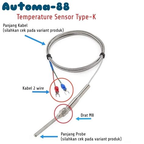 Jual Temperature Sensor Suhu Thermocouple Type K Kabel Wire Drat M