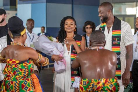 NBA Star Dwayne Wade And His Wife Gabrielle Union Arrive In Ghana