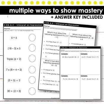 Operations And Algebraic Thinking Worksheets For Th Grade Math