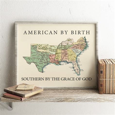 Printable Map Southern States Map Print Wedding Gift - Etsy 