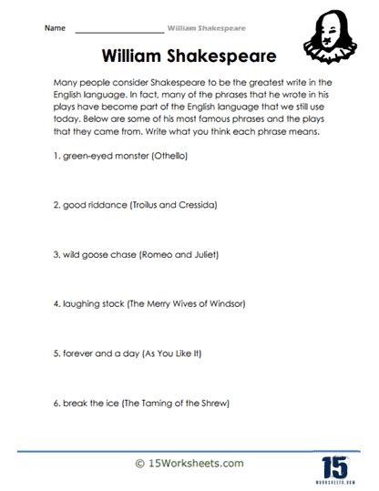 William Shakespeare Worksheets 15