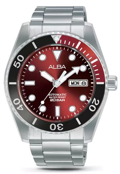 Jual Alba Alba Mechanical Jam Tangan Automatic Pria Silver Red