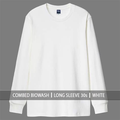 Jual Kaos Basic Lengan Panjang Putih Combed Biowash Ultrasoft