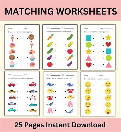 Matching Worksheets Match The Picture Kindergarten Preschool Activity