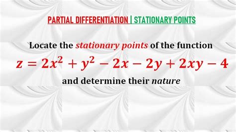 Stationary Points In Two Variables Nature Of Stationary Points